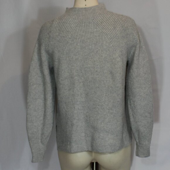 Everlane 93% Cashmere Mock neck Sweater Women's Gray Ribbed Balloon Sleeve XS - Picture 4 of 7